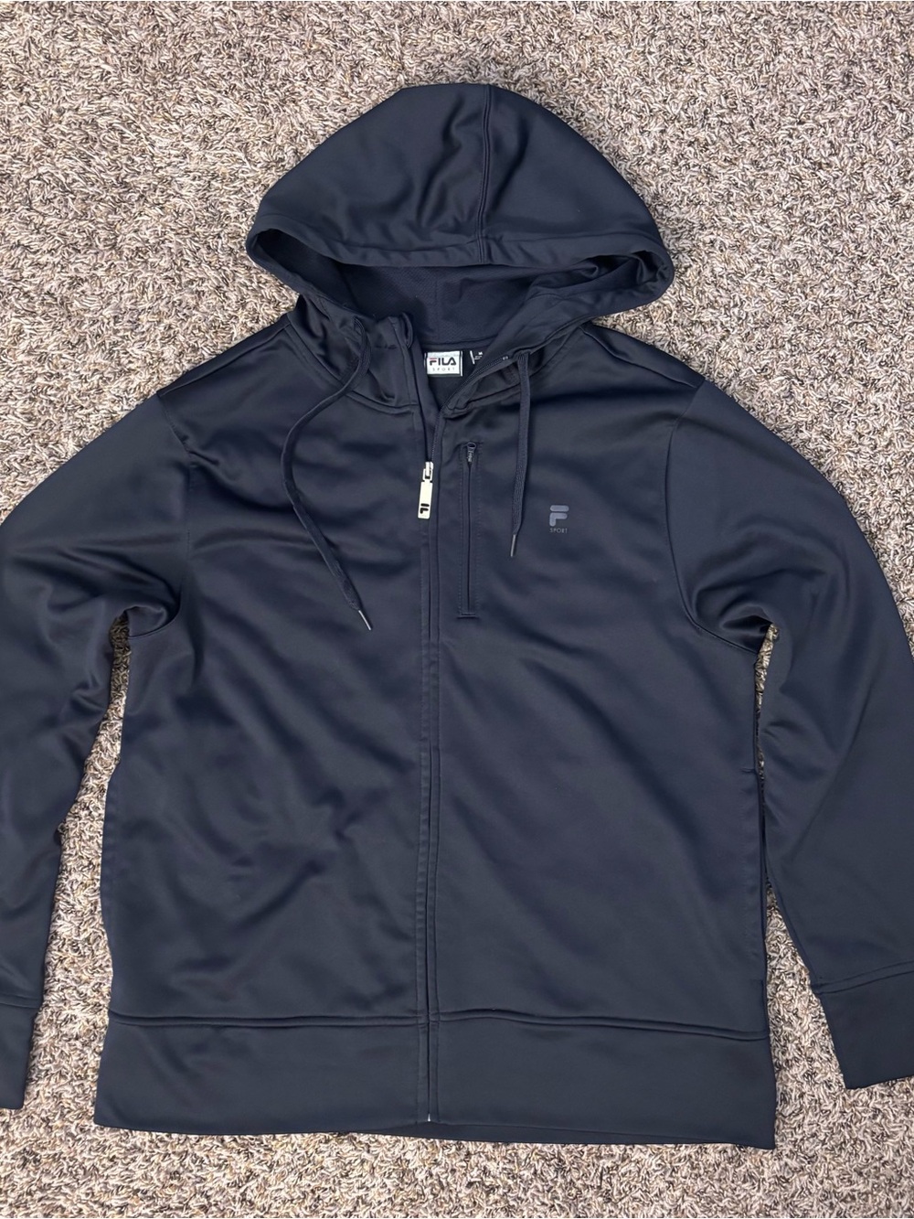FILA Black Hooded Sport Jacket with Gold Zipper